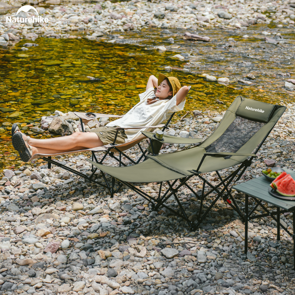Ghế Xếp Camping Naturehike CNK2550JJ023 Có Gác Chân Lưới Ngả 130° Ghế Dã Ngoại Gấp Gọn Thoáng Khí