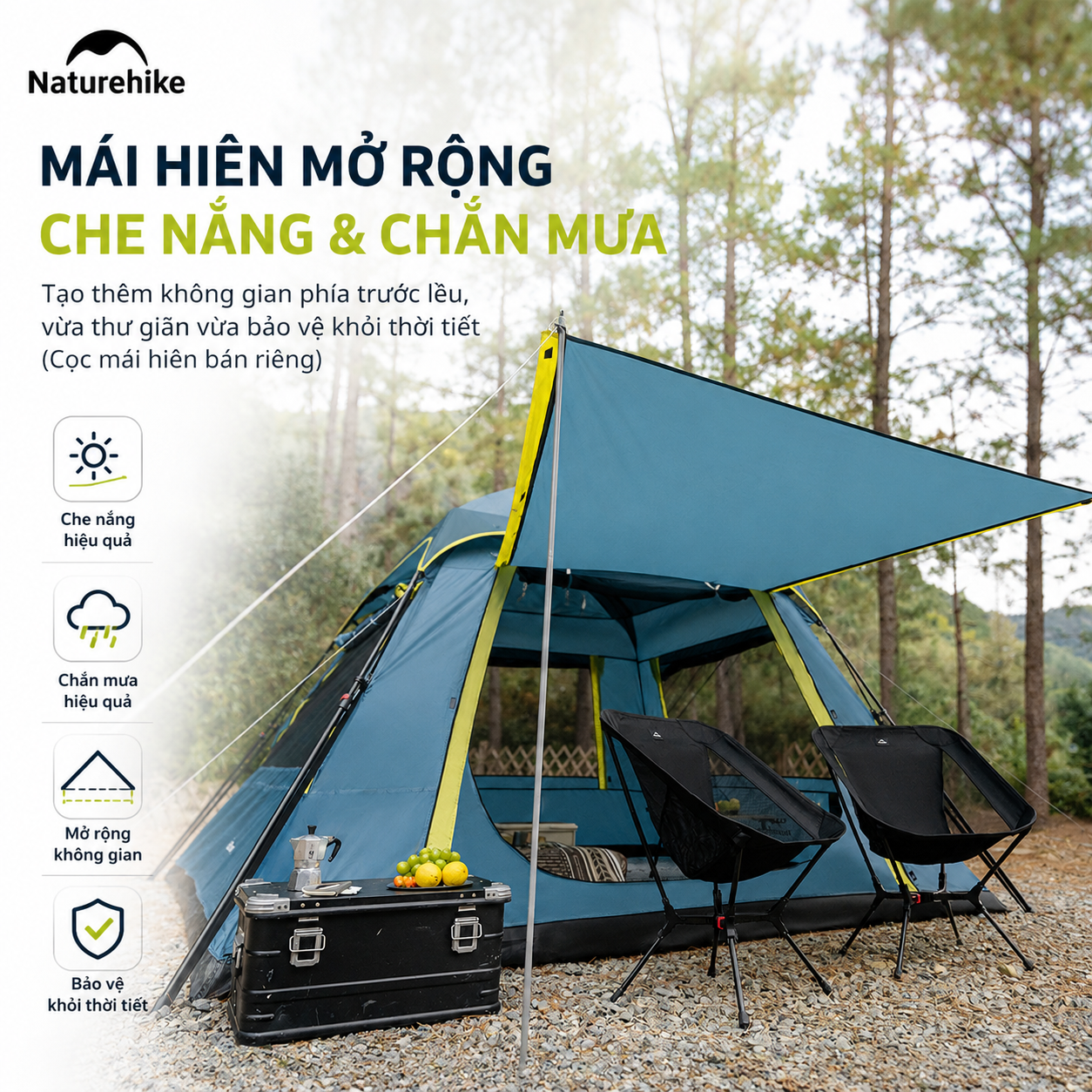 Lều tự bung Naturehike CNK2650WS022 Dã Ngoại , Chống Nắng Mưa tốt - Saigon Outdoor