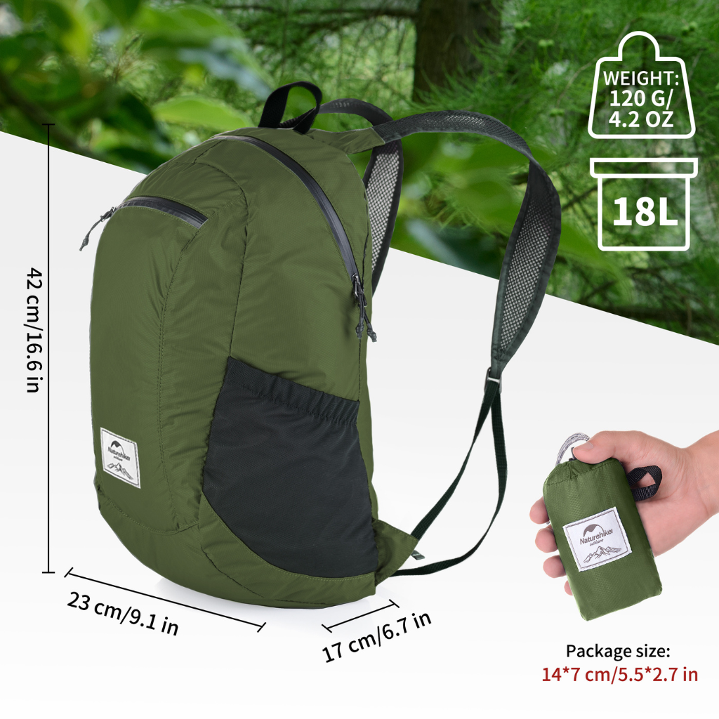 Balo Gấp Gọn Naturehike NH17A012-B 18L Siêu Nhẹ Chống Nước Du Lịch Leo Núi Dã Ngoại