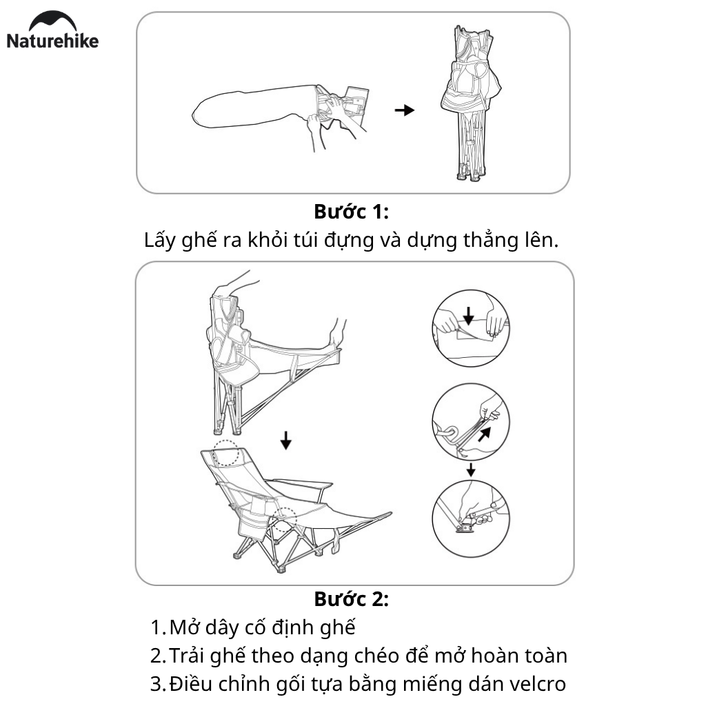 Ghế Xếp Camping Naturehike CNK2550JJ023 Có Gác Chân Lưới Ngả 130° Ghế Dã Ngoại Gấp Gọn Thoáng Khí