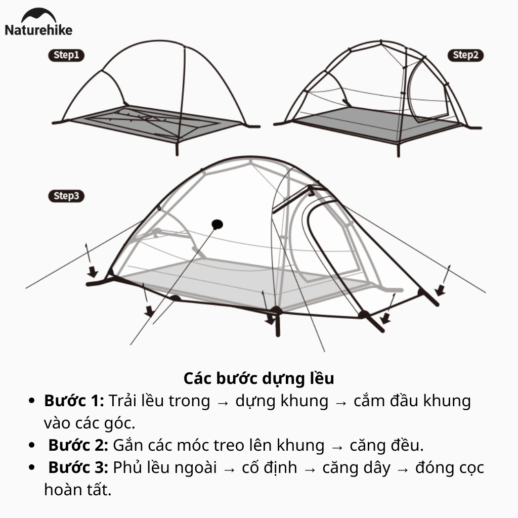 Lều Naturehike NH19ZP017 Cloud Up 1 Người Siêu Nhẹ 930g Chống Nước 3000mm Lều Camping Dã Ngoại