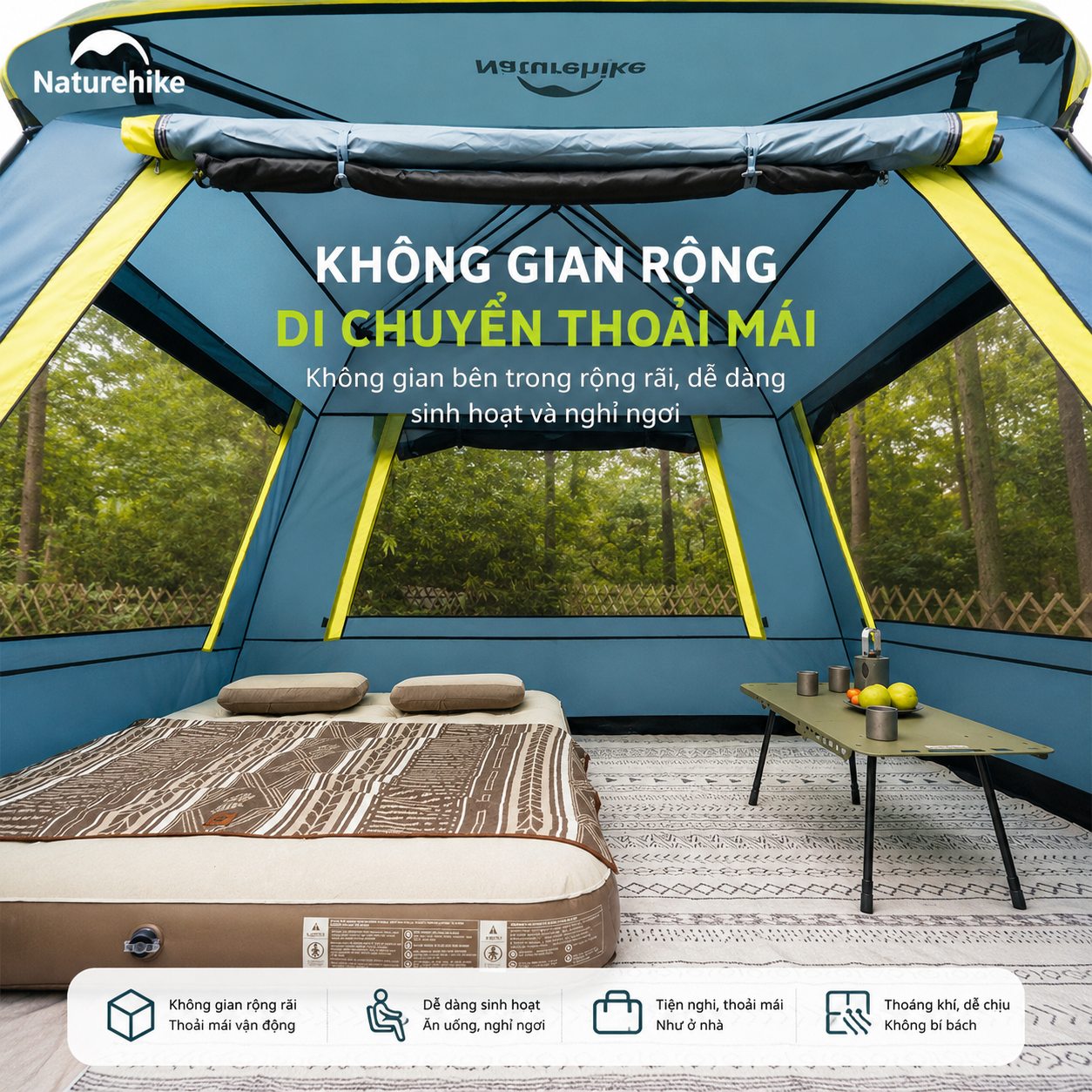 Lều tự bung Naturehike CNK2650WS022 Dã Ngoại , Chống Nắng Mưa tốt - Saigon Outdoor