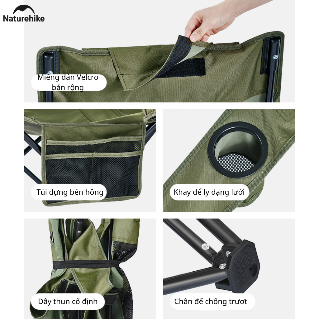 Ghế Xếp Camping Naturehike CNK2550JJ023 Có Gác Chân Lưới Ngả 130° Ghế Dã Ngoại Gấp Gọn Thoáng Khí
