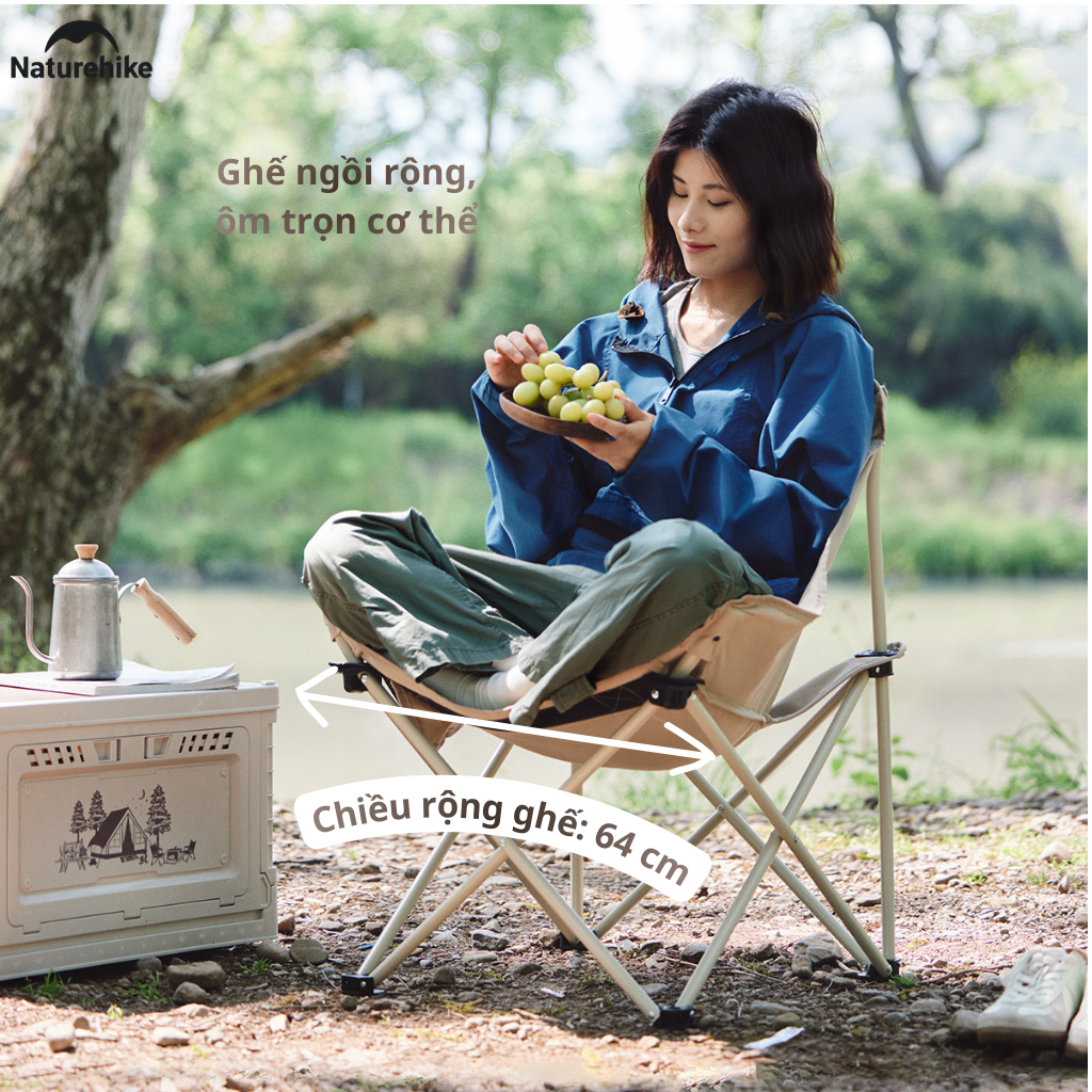 Ghế Mặt Trăng Naturehike CNH23JU13002 Gấp Gọn Có Túi Đựng Ghế Dã Ngoại Khung Thép Carbon