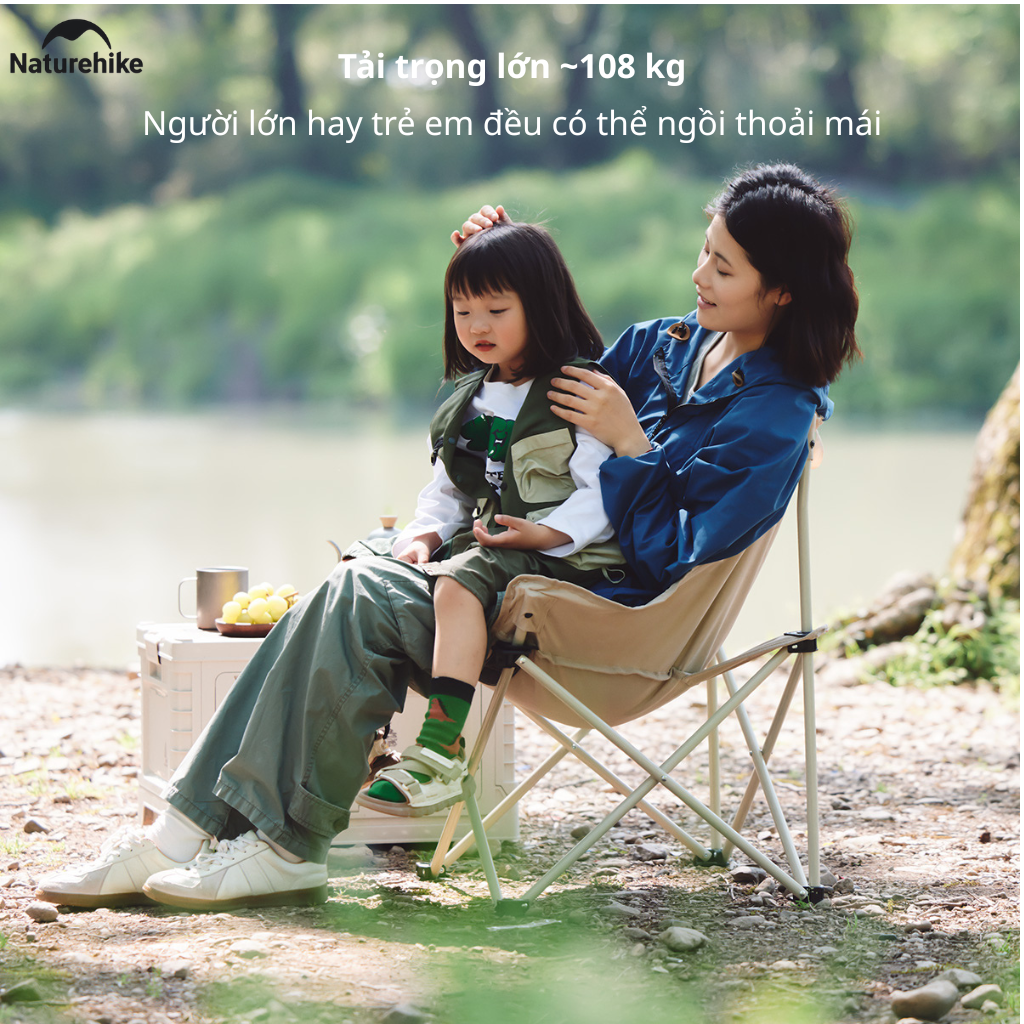 Ghế Mặt Trăng Naturehike CNH23JU13002 Gấp Gọn Có Túi Đựng Ghế Dã Ngoại Khung Thép Carbon