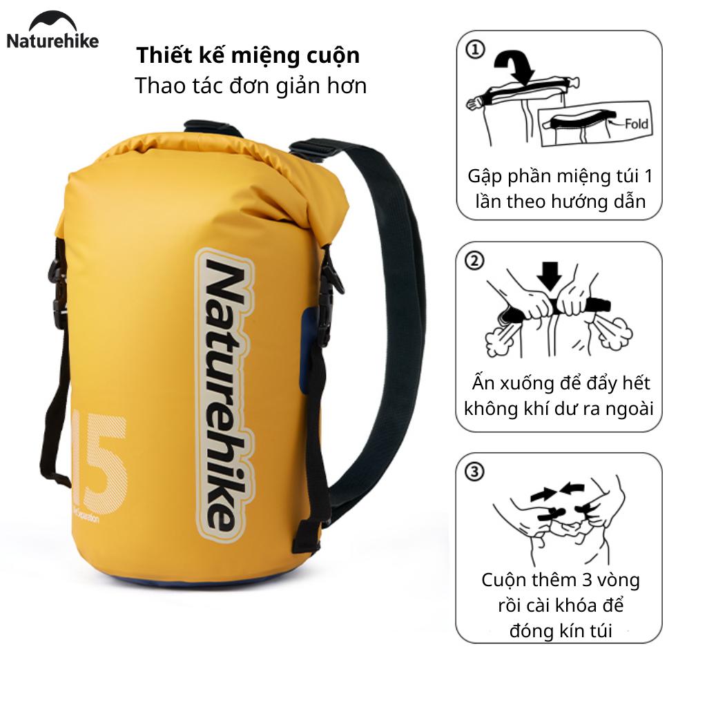 Túi chống nước NATUREHIKE CNK2300BS017 giúp bảo quản đồ dùng khô ráo khi du lịch
