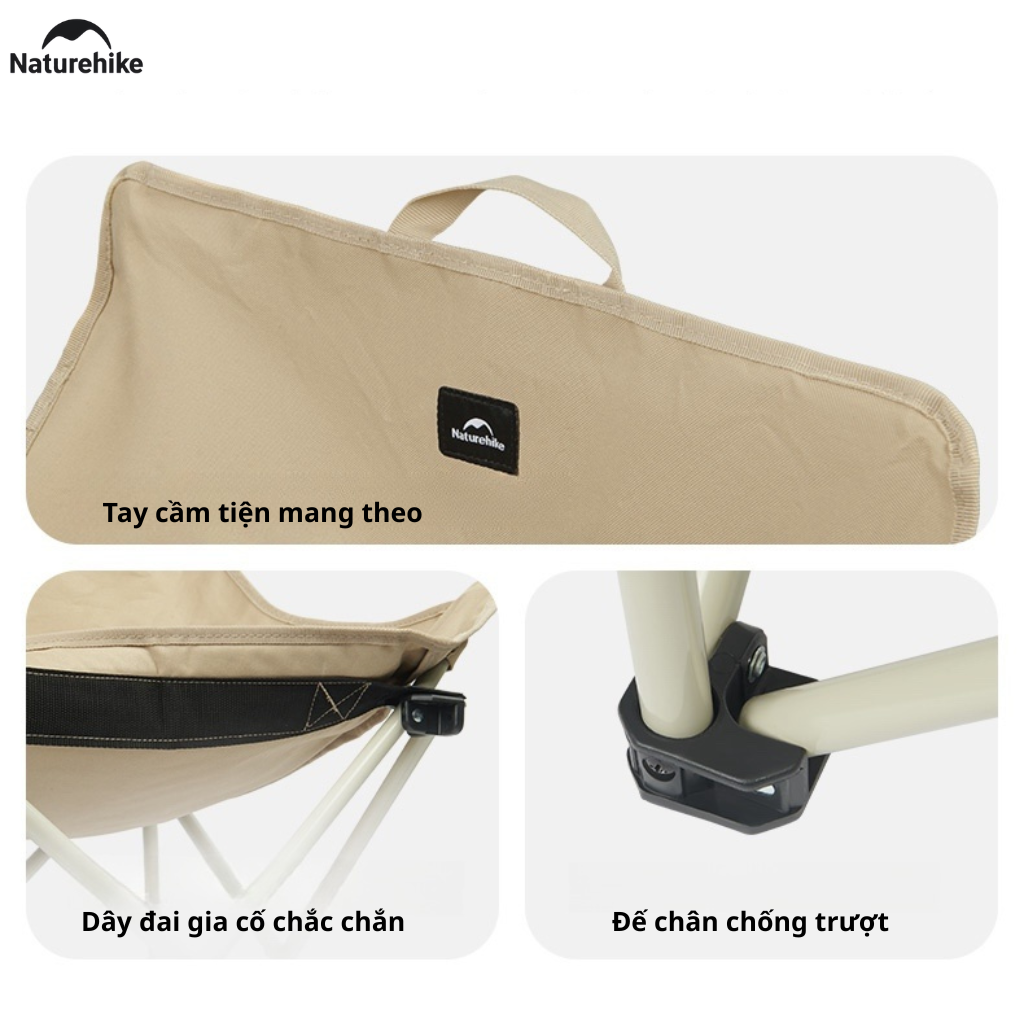 Ghế Mặt Trăng Naturehike CNH23JU13002 Gấp Gọn Có Túi Đựng Ghế Dã Ngoại Khung Thép Carbon