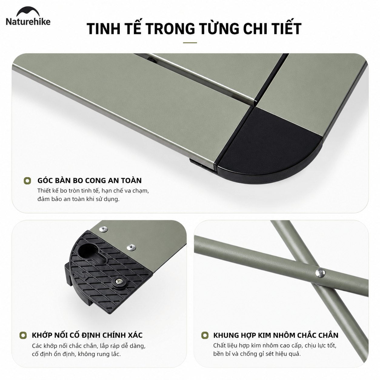Bàn Xếp Gọn Hợp Kim Nhôm CNK2450JJ013 Naturehike – Siêu Nhẹ, Gấp Gọn Tiện Lợi Cho Camping & Picnic
