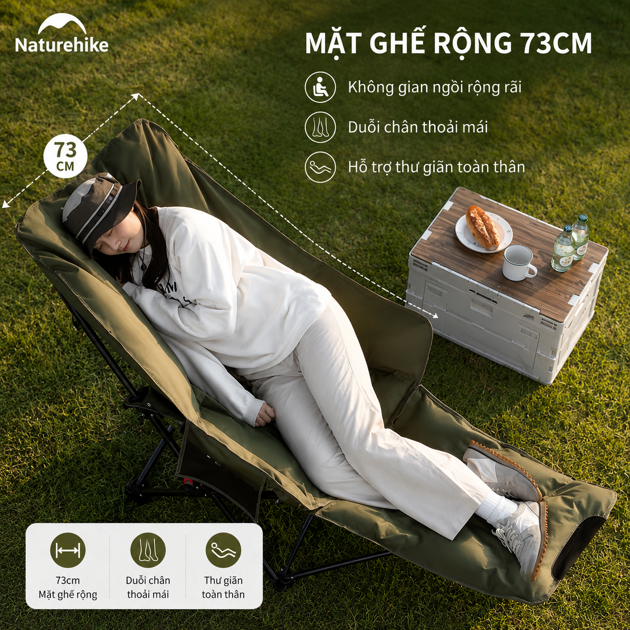 Ghế Xếp Camping Naturehike Sea Star 001 CNK2450JJ020 Có Gác Chân - Ghế Mặt Trăng Ngả Lưng Gấp Gọn