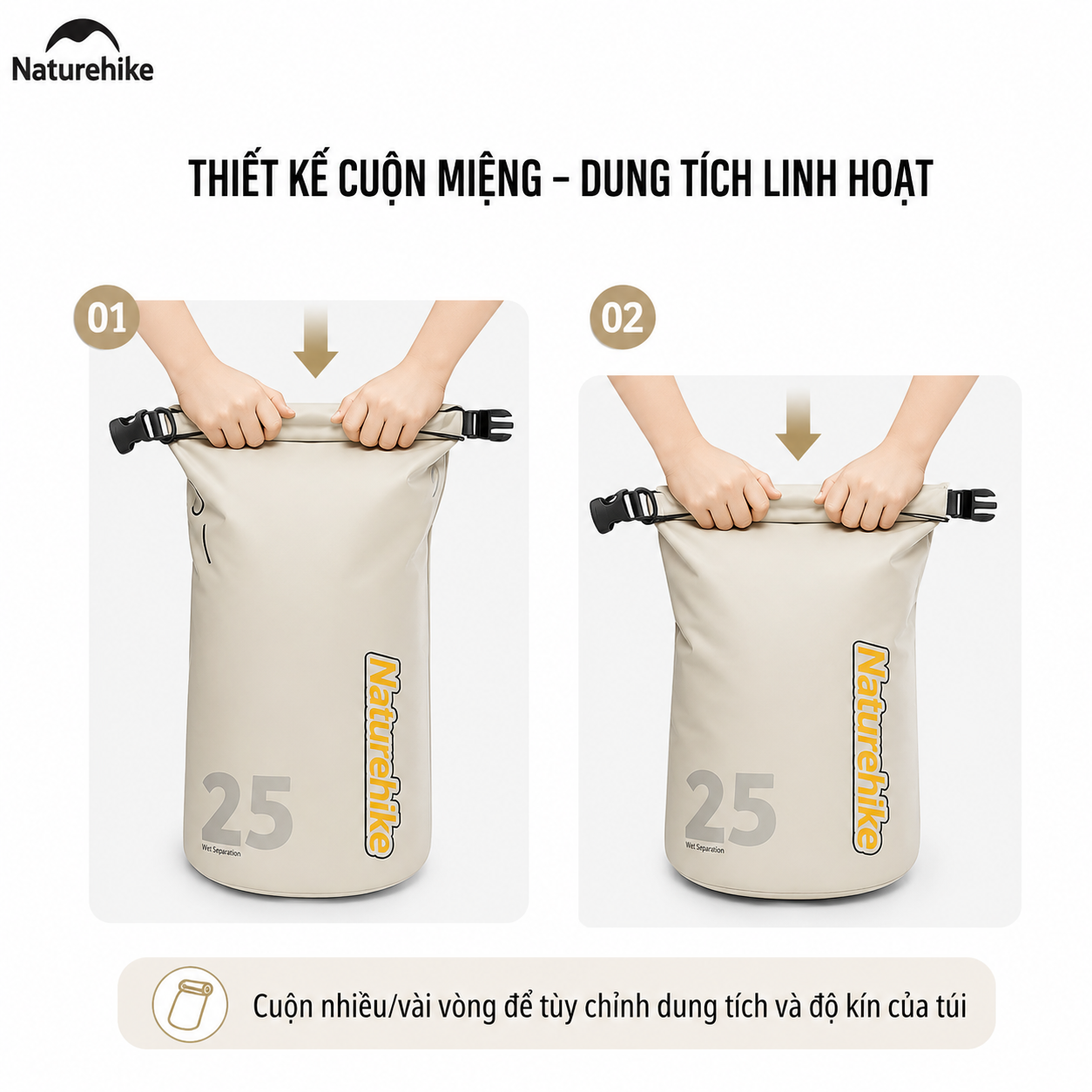 Túi chống nước NATUREHIKE CNK2300BS017 giúp bảo quản đồ dùng khô ráo khi du lịch