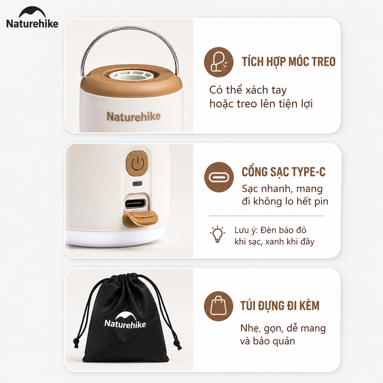 Máy Bơm Hơi Mini Đa Năng 3in1 Naturehike CNK2300DQ022