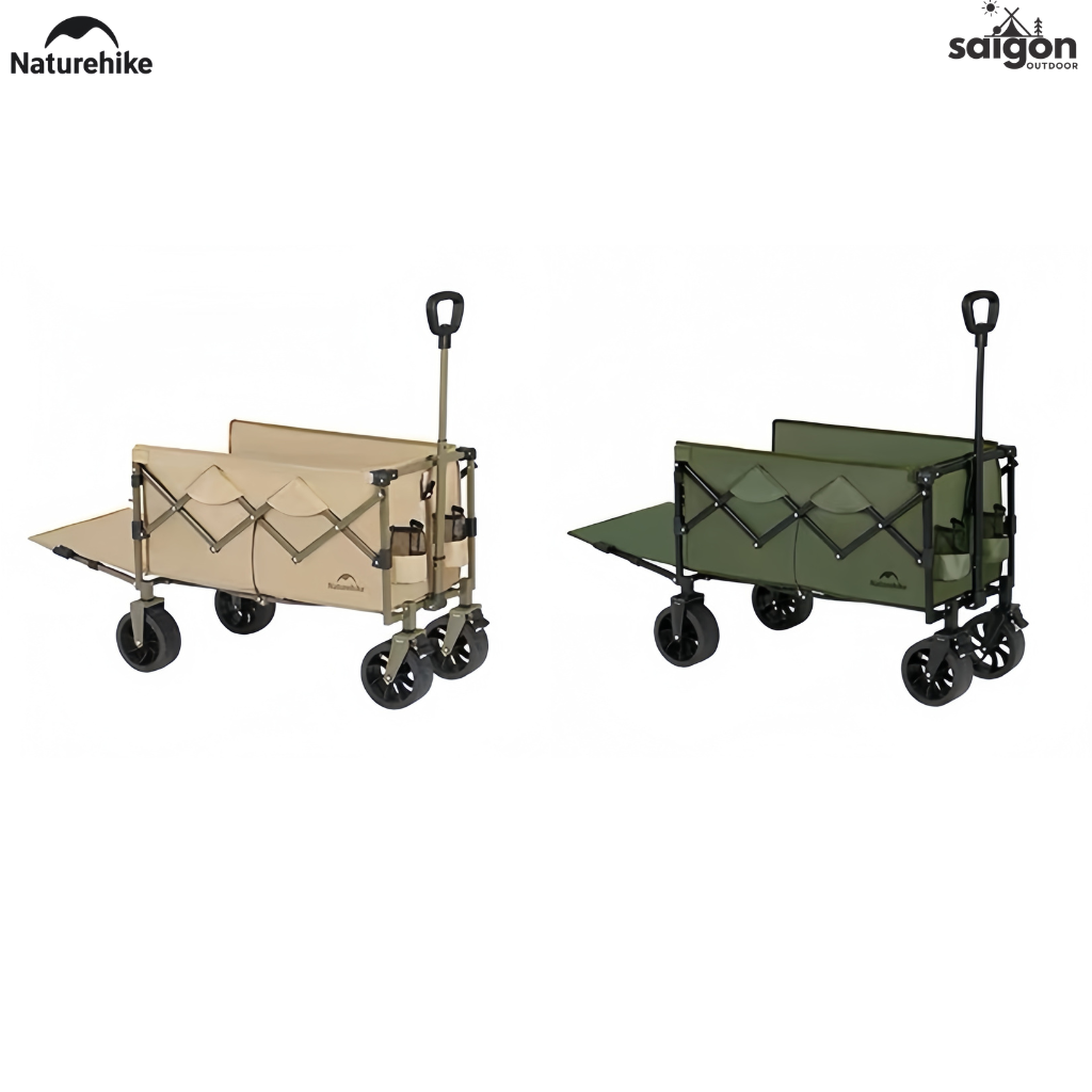 Xe Kéo Gấp Gọn CNK2350JJ012 Naturehike - Xe Đẩy Camping Dã Ngoại Có Phanh, Gấp Gọn, Mở Rộng Đuôi Xe