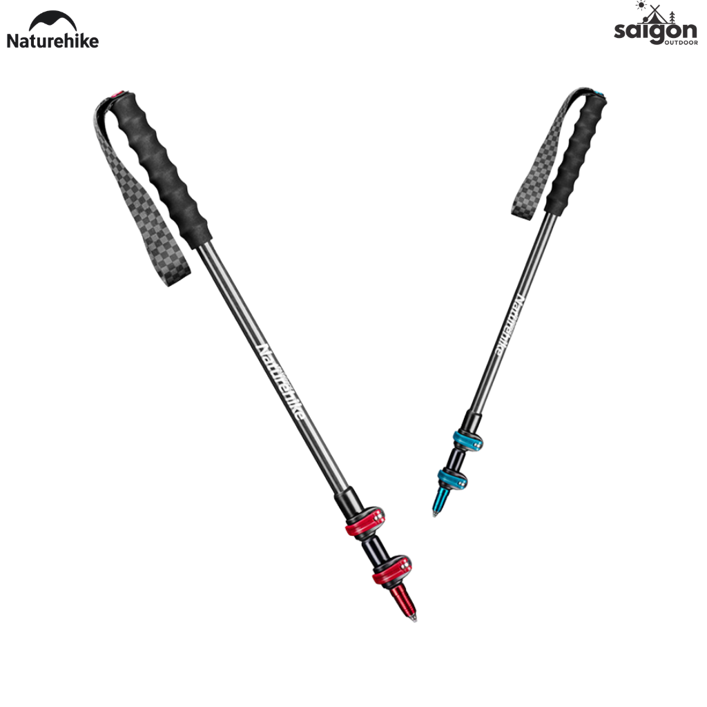 Gậy Trekking Naturehike NH19S010-T Sợi Carbon Siêu Nhẹ 135g Gấp Gọn Điều Chỉnh 57-130cm Leo Núi Dã Ngoại (TẶNG KÈM HỘP)