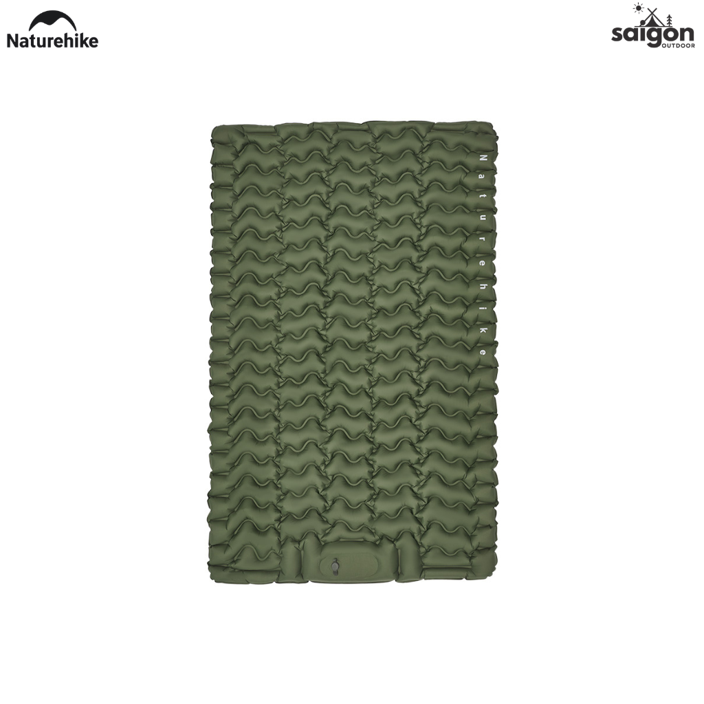 Đệm Hơi Đôi Naturehike CNK2550WS019 Đạp Chân 200x125cm Nệm Hơi Camping Gấp Gọn Có Gối Tích Hợp