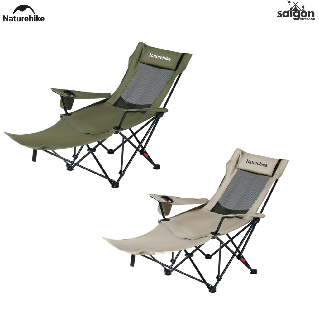 Ghế Xếp Camping Naturehike CNK2550JJ023 Có Gác Chân Lưới Ngả 130° Ghế Dã Ngoại Gấp Gọn Thoáng Khí
