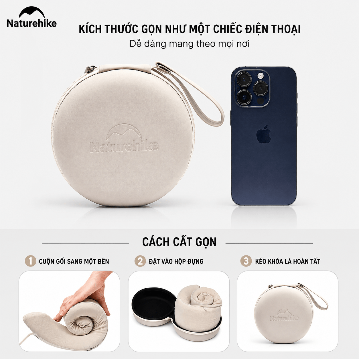 Gối Kê Cổ Chữ U CNK2450WS019 Naturehike Memory Foam Du Lịch Văn Phòng Ô Tô Gấp Gọn Có Hộp Đựng