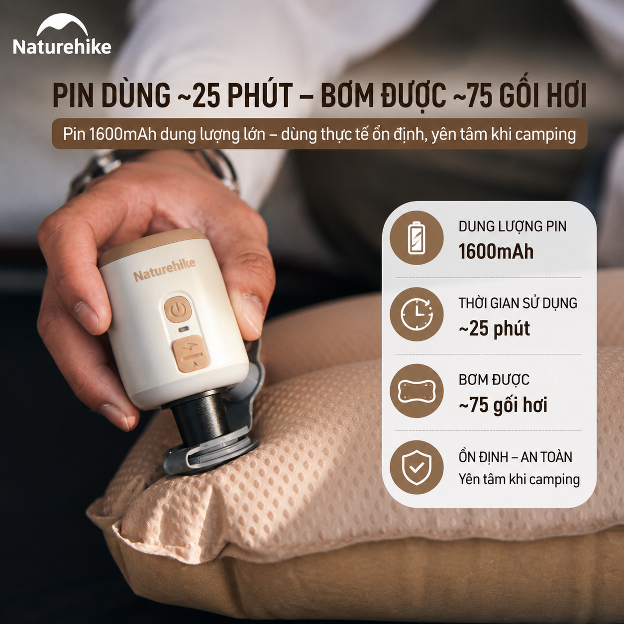 Máy Bơm Hơi Mini Đa Năng 3in1 Naturehike CNK2300DQ022