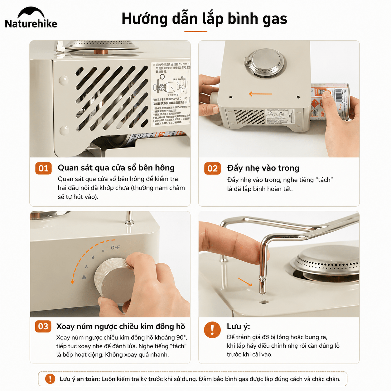 Bếp Gas Mini Cassette Naturehike CNH22CJ011 2KW – Bếp Gas Du Lịch Camping Gấp Gọn Đánh Lửa Tự Động
