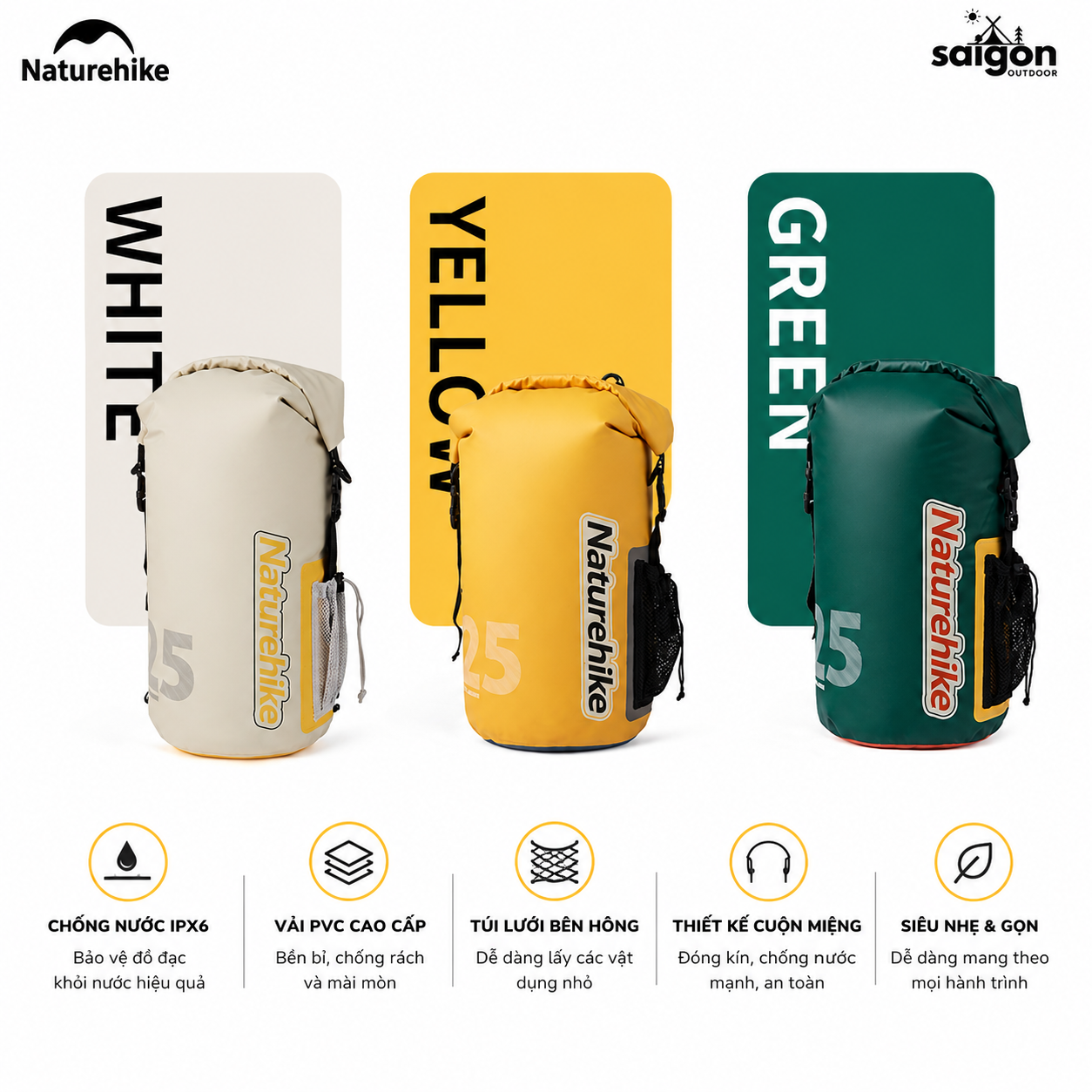 Túi chống nước NATUREHIKE CNK2300BS017 giúp bảo quản đồ dùng khô ráo khi du lịch