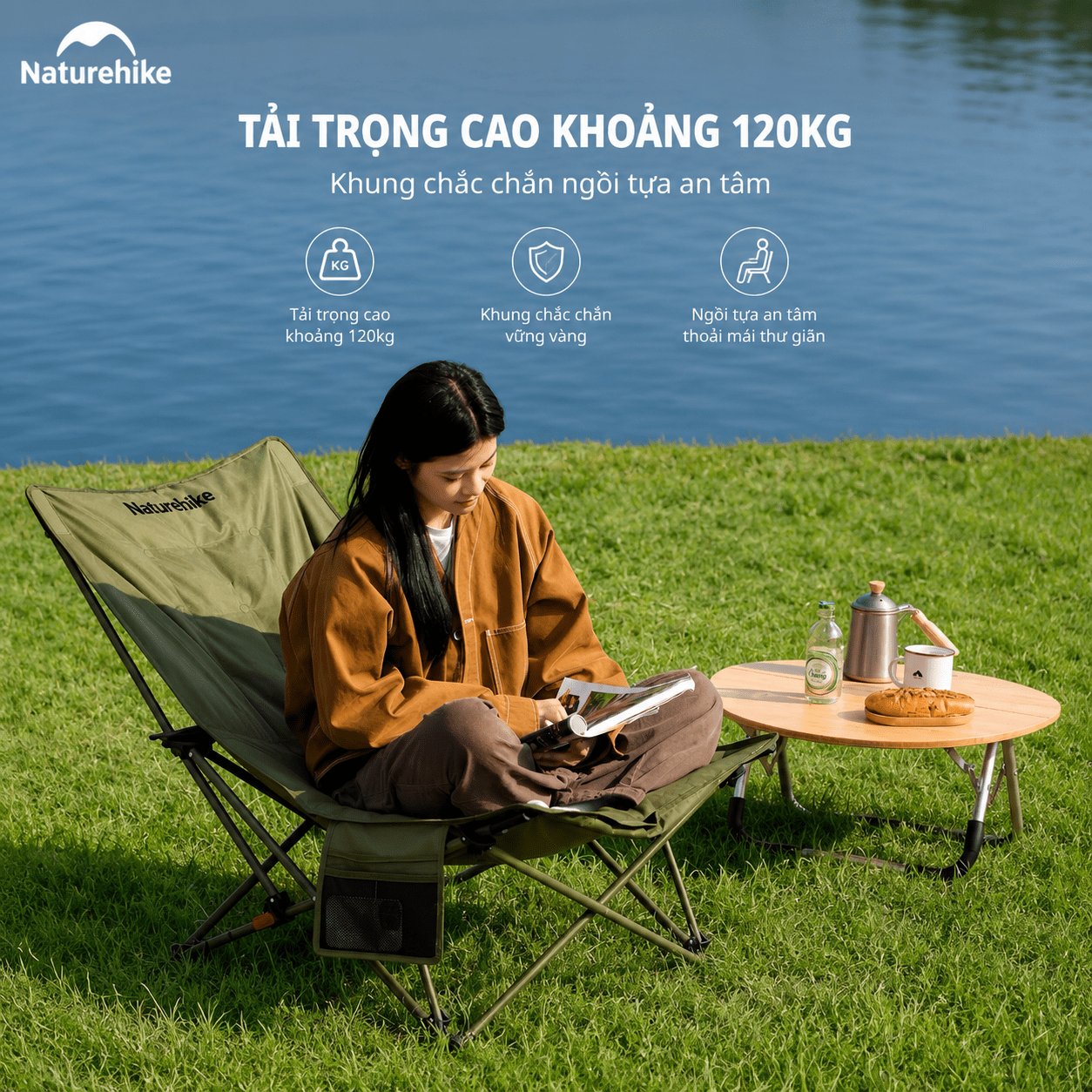 Ghế Xếp Thư Giãn Naturehike CNK2650JJ010 Gấp Gọn 4 Cấp Độ Ngả Lưng - Ghế Camping Ngoài Trời Khung Thép Carbon