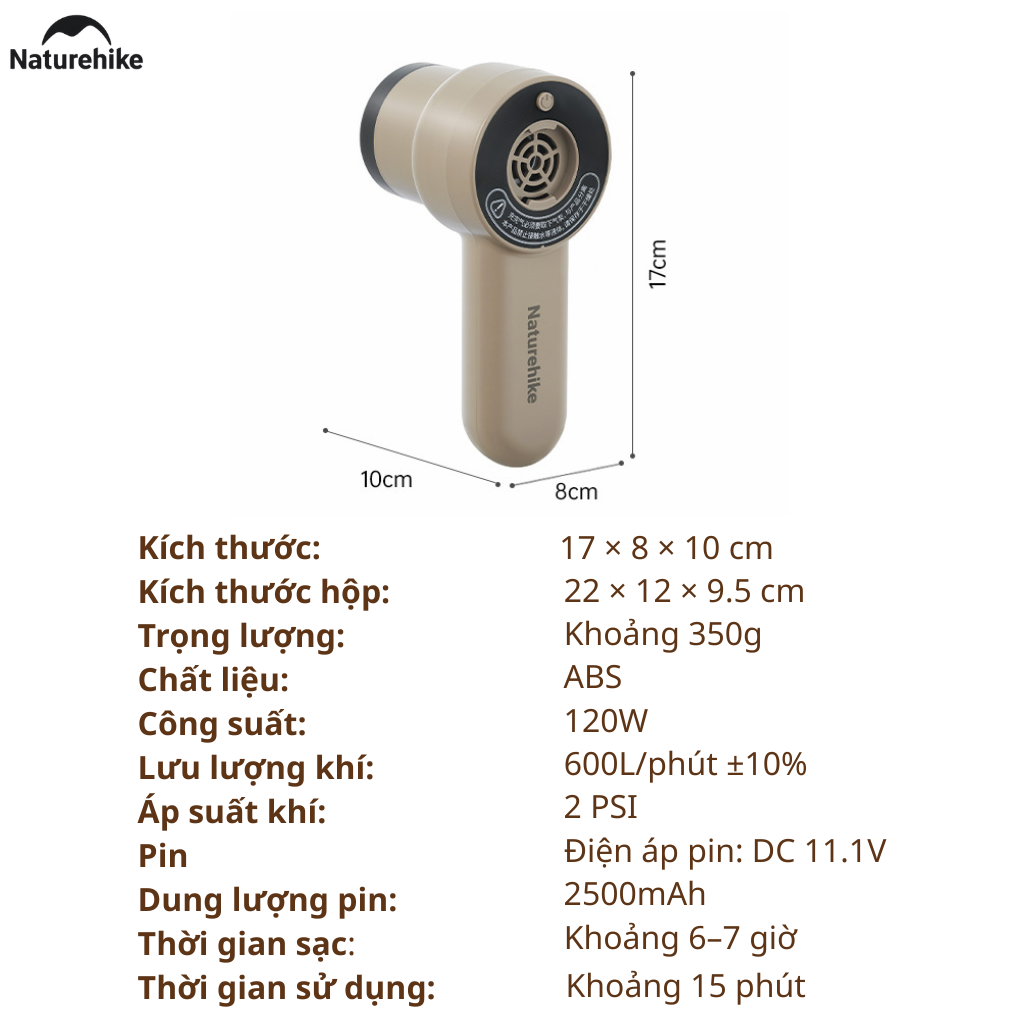 Máy Bơm Hơi Cầm Tay Mini CNK2450ZM017 Naturehike Sạc Type-C Đa Năng