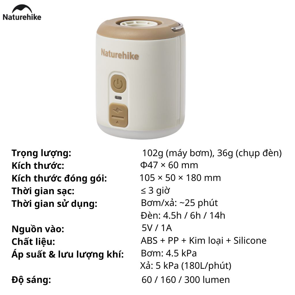 Máy Bơm Hơi Mini Đa Năng 3in1 Naturehike CNK2300DQ022
