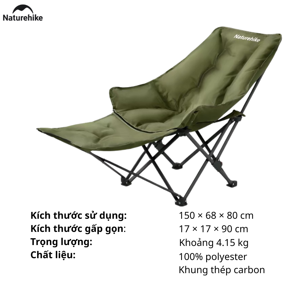Ghế Xếp Camping Naturehike Sea Star 001 CNK2450JJ020 Có Gác Chân - Ghế Mặt Trăng Ngả Lưng Gấp Gọn