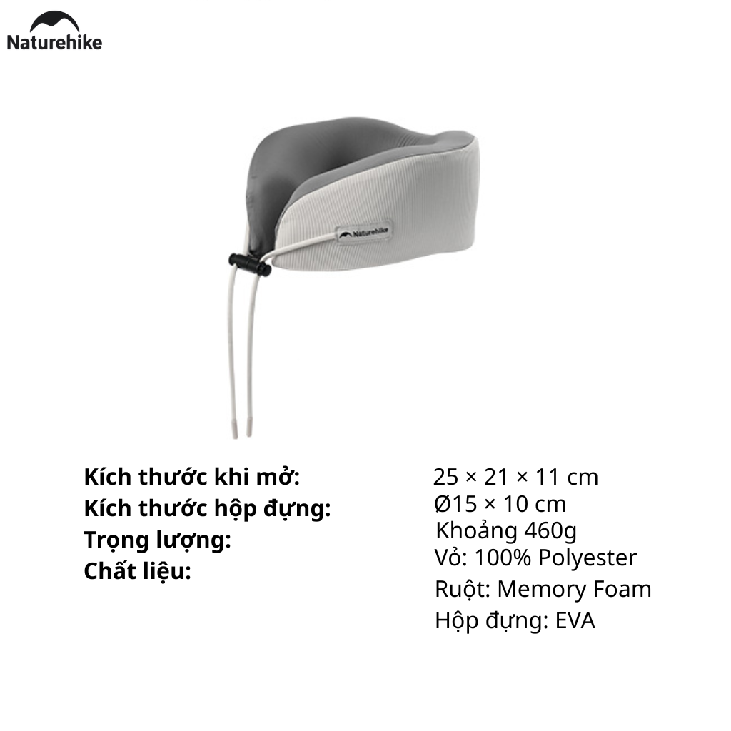 Gối Kê Cổ Chữ U CNK2450WS019 Naturehike Memory Foam Du Lịch Văn Phòng Ô Tô Gấp Gọn Có Hộp Đựng