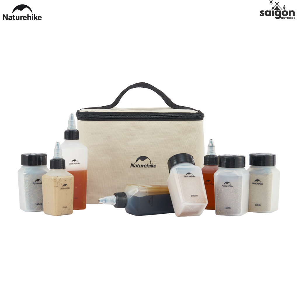 Bộ Chai Lọ Đựng Gia Vị CNH22CJ043 Naturehike Du Lịch Cắm Trại Mini 6/8 Món - Hộp Đựng Gia Vị Camping Chống Rò Rỉ