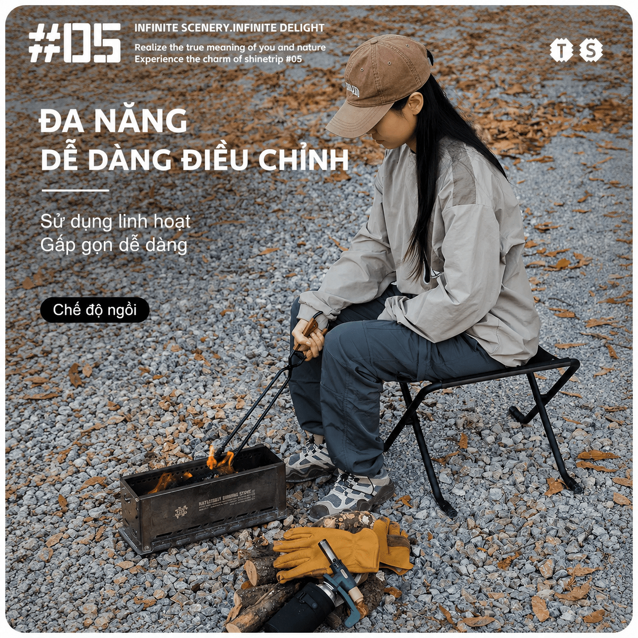 Ghế Đẩu Camping Shinetrip Gấp Gọn Đa Năng - Ghế Xếp Dã Ngoại Oxford 900D Khung Thép