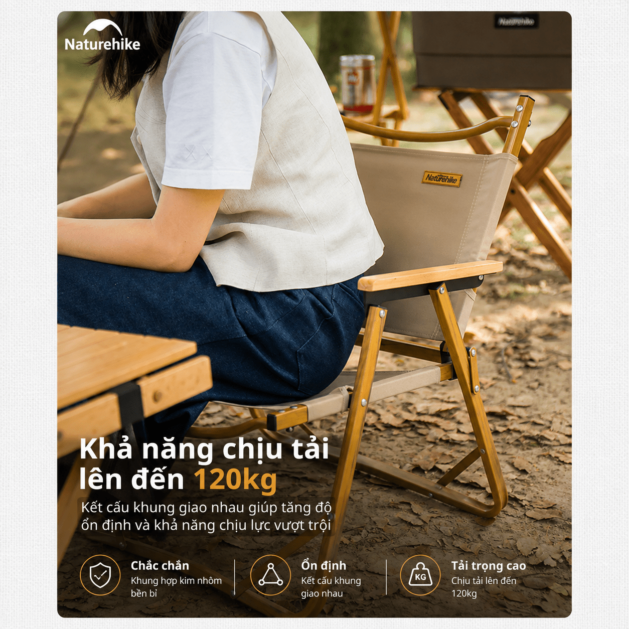 Ghế gấp gọn có tay vịn Naturehike NH19Y002-D, Ghế camping cao cấp