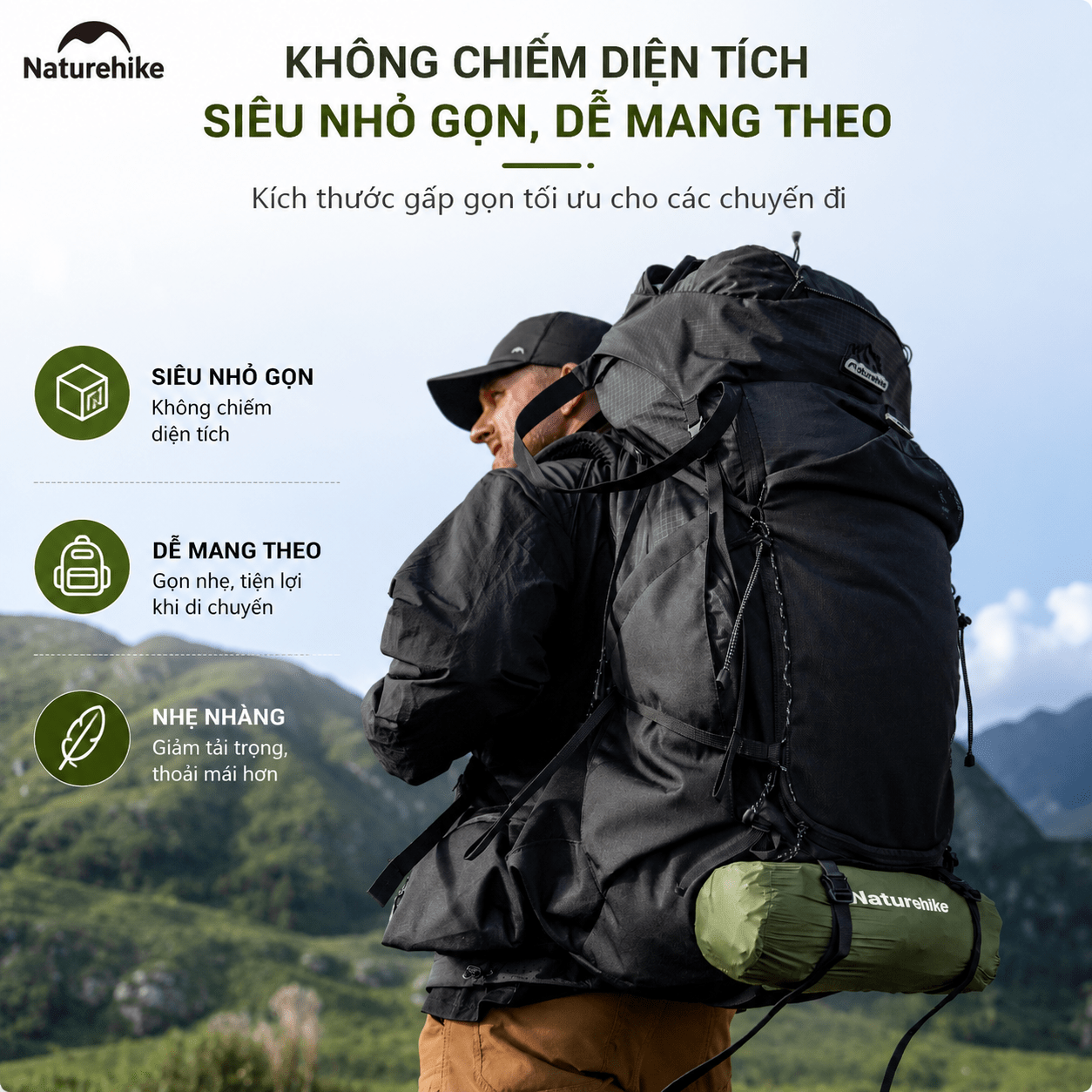 Đệm Hơi Đôi Naturehike CNK2550WS019 Đạp Chân 200x125cm Nệm Hơi Camping Gấp Gọn Có Gối Tích Hợp