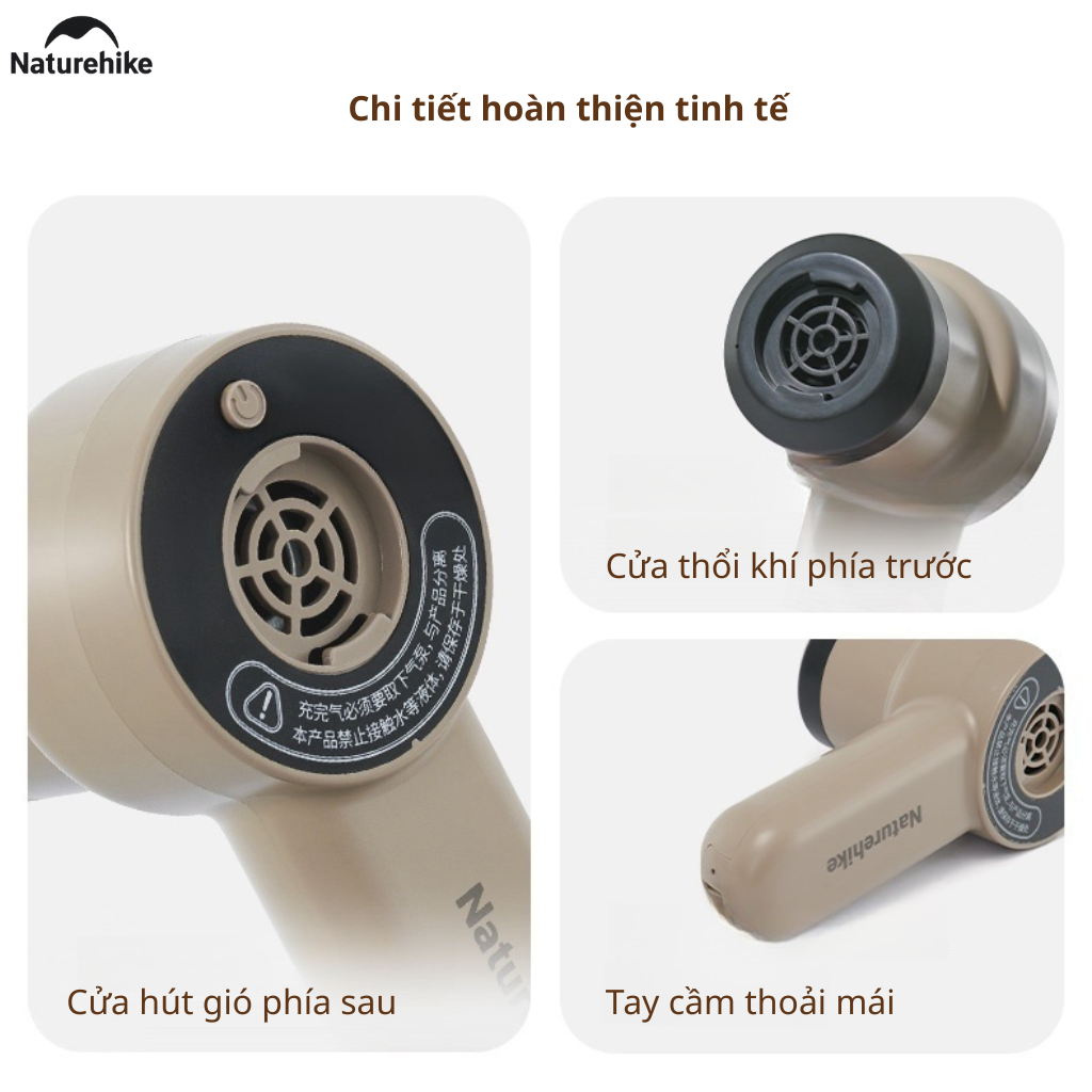 Máy Bơm Hơi Cầm Tay Mini CNK2450ZM017 Naturehike Sạc Type-C Đa Năng