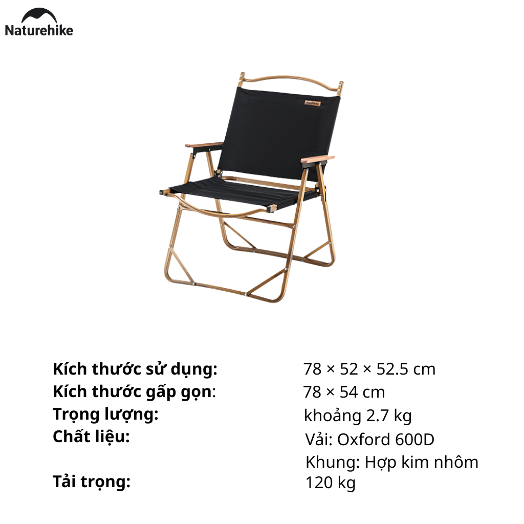 Ghế gấp gọn có tay vịn Naturehike NH19Y002-D, Ghế camping cao cấp