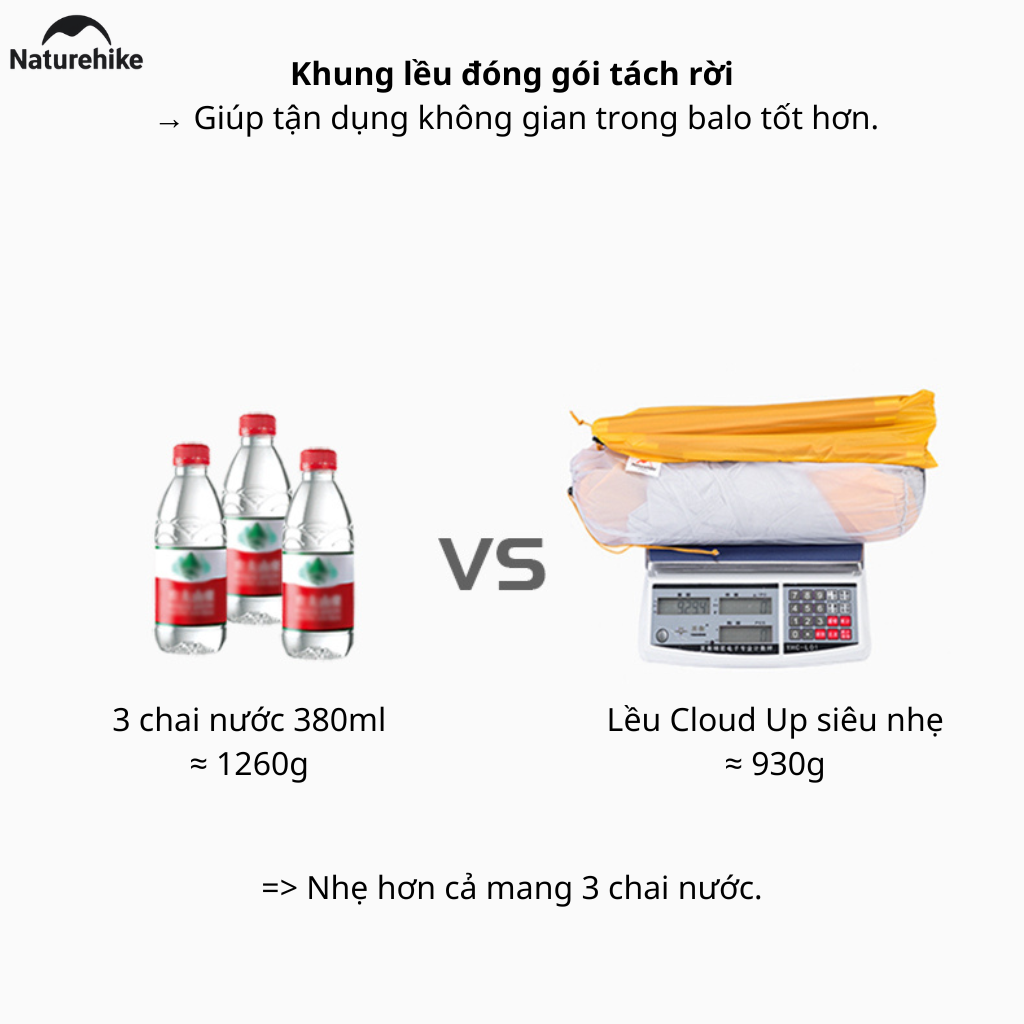 Lều Naturehike NH19ZP017 Cloud Up 1 Người Siêu Nhẹ 930g Chống Nước 3000mm Lều Camping Dã Ngoại