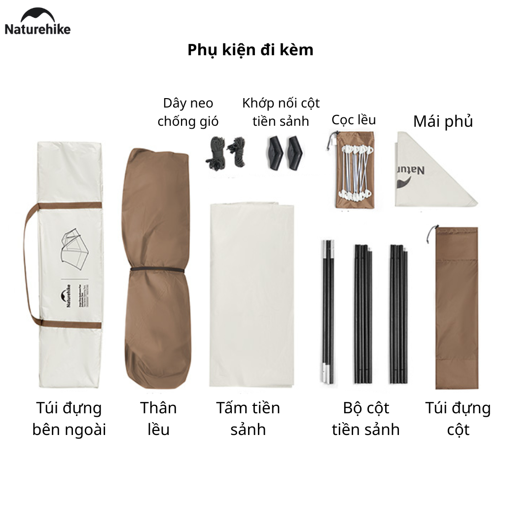 Lều Cắm Trại Tự Bung Naturehike CNK2650WS019 Có Tiền Sảnh 4 Người Chống Nắng UPF50+ Dựng Nhanh 3 Giây