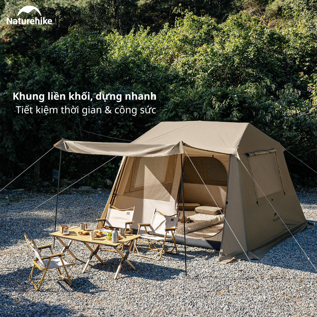 Lều Camping Naturehike CNK2550WS043 4 Người Dựng Nhanh Tự Bung Chống Mưa 2000mm Lều Gia Đình Cao 1m8