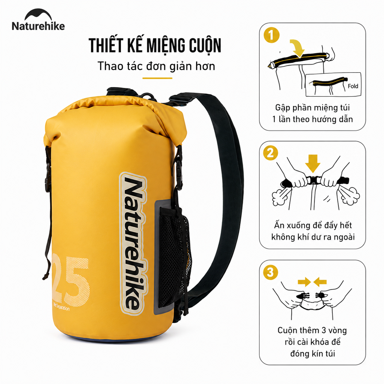 Túi chống nước NATUREHIKE CNK2300BS017 giúp bảo quản đồ dùng khô ráo khi du lịch