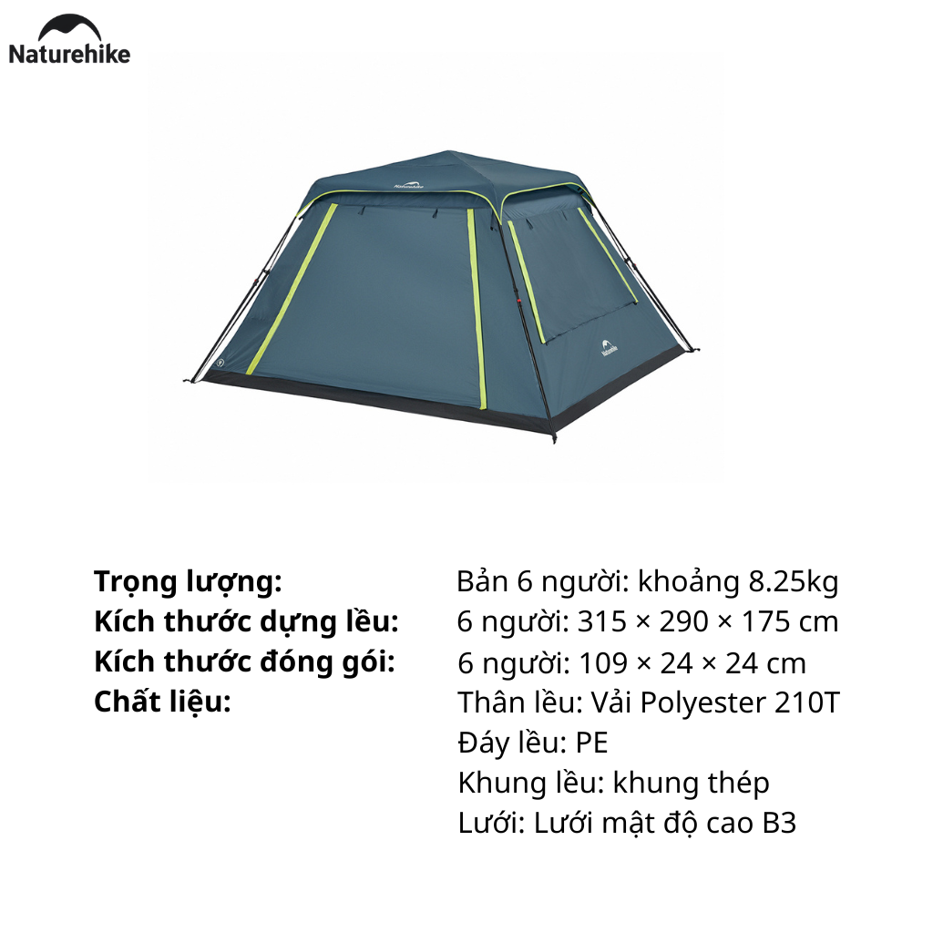 Lều tự bung Naturehike CNK2650WS022 Dã Ngoại , Chống Nắng Mưa tốt - Saigon Outdoor