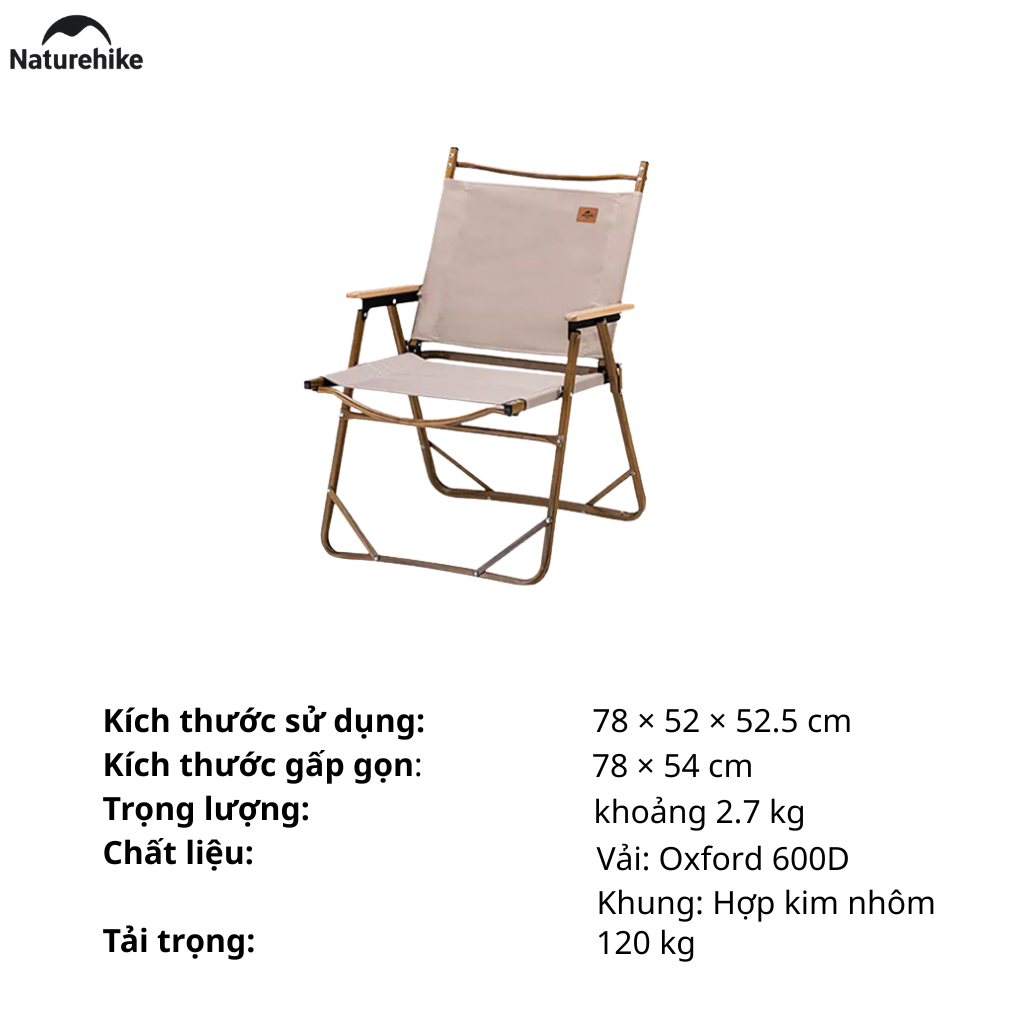 Ghế gấp gọn có tay vịn Naturehike NH19Y002-D, Ghế camping cao cấp
