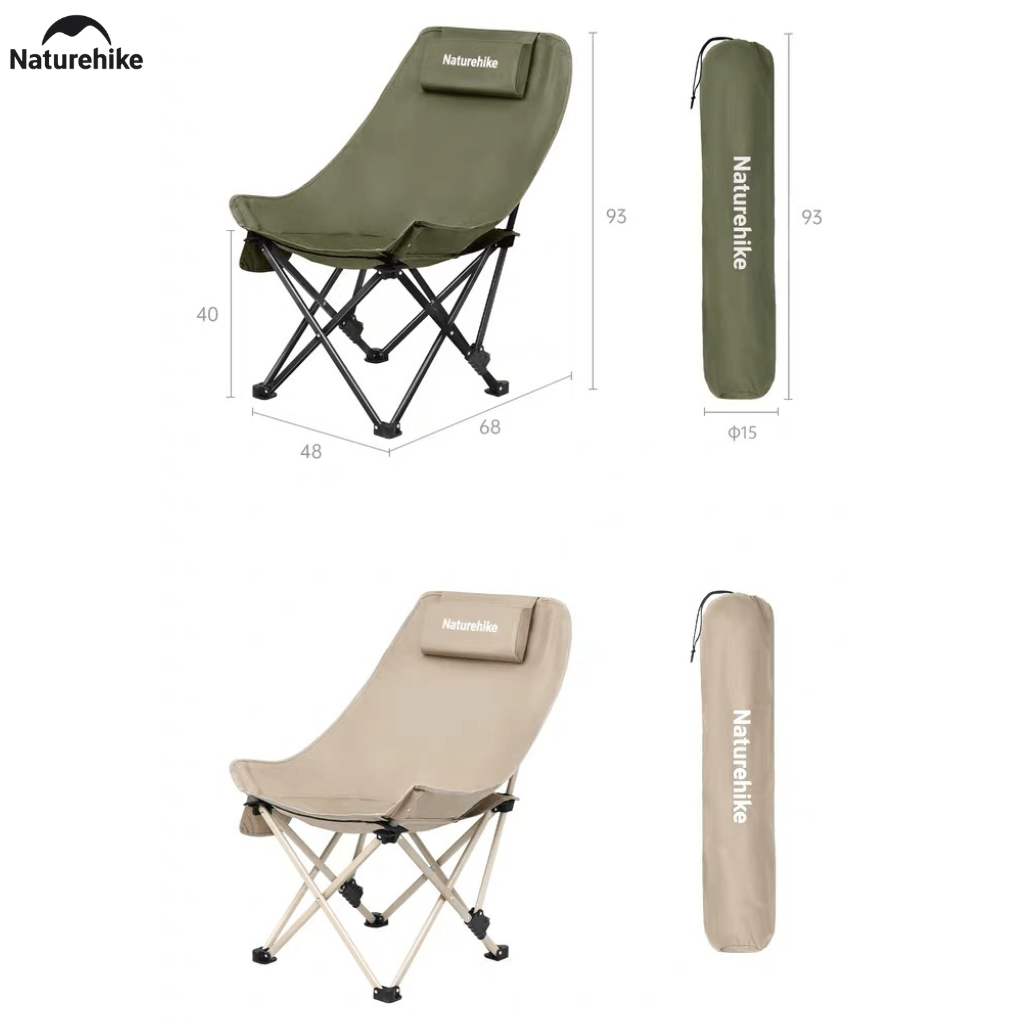 Ghế Xếp Dã Ngoại CNK2550JJ019,20 Naturehike Ghế Camping Ngả Lưng Có Gối Gấp Gọn Khung Thép Carbon