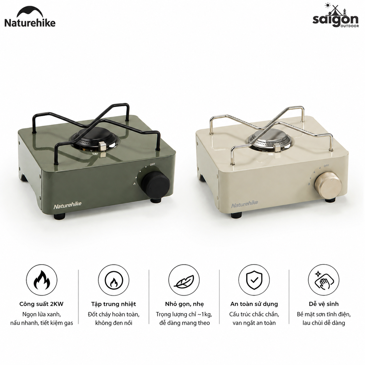 Bếp Gas Mini Cassette Naturehike CNH22CJ011 2KW – Bếp Gas Du Lịch Camping Gấp Gọn Đánh Lửa Tự Động