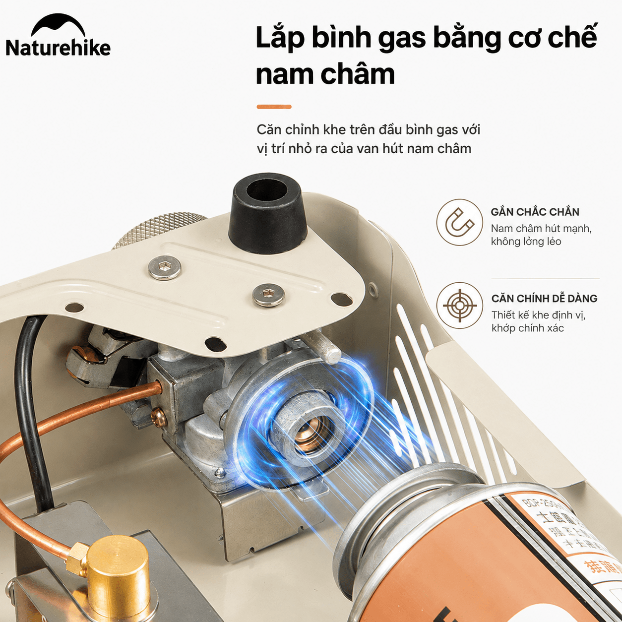 Bếp Gas Mini Cassette Naturehike CNH22CJ011 2KW – Bếp Gas Du Lịch Camping Gấp Gọn Đánh Lửa Tự Động