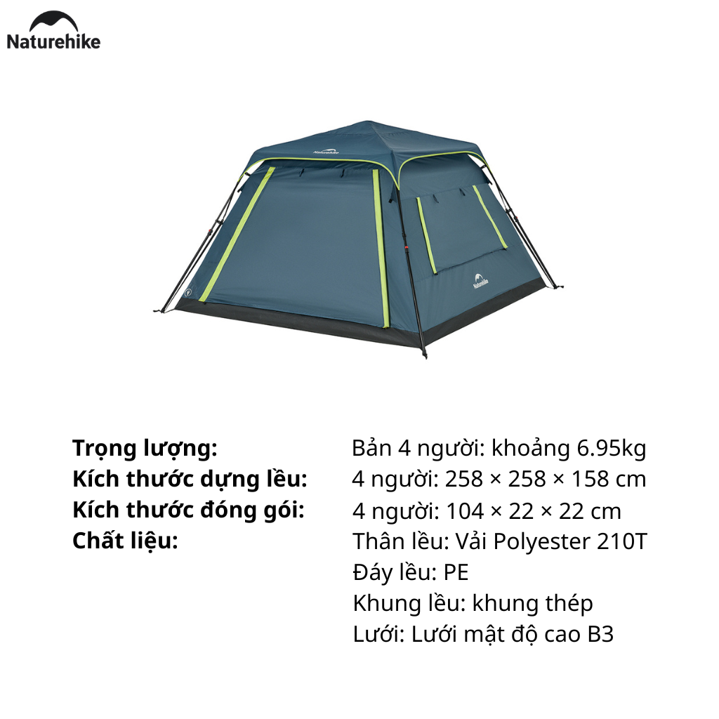 Lều tự bung Naturehike CNK2650WS022 Dã Ngoại , Chống Nắng Mưa tốt - Saigon Outdoor