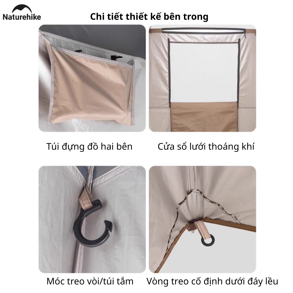 Lều Tắm Naturehike Outdoor Di Động NH21ZP005 Lều Thay Đồ Camping Chống Nước Có Móc Treo Túi Tắm