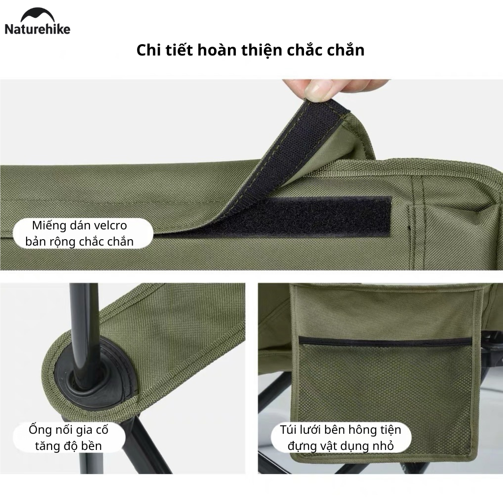 Ghế Xếp Dã Ngoại CNK2550JJ019,20 Naturehike Ghế Camping Ngả Lưng Có Gối Gấp Gọn Khung Thép Carbon