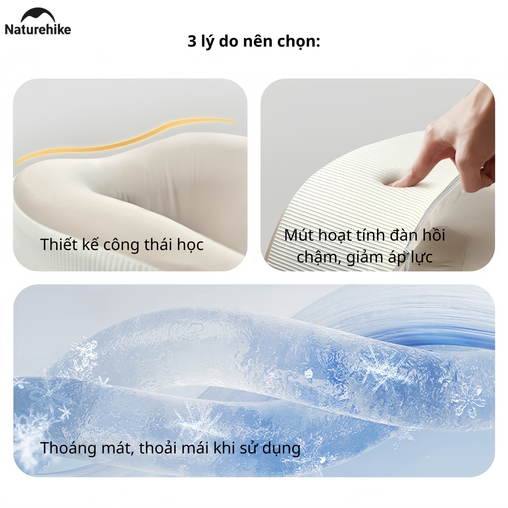 Gối Kê Cổ Chữ U CNK2450WS019 Naturehike Memory Foam Du Lịch Văn Phòng Ô Tô Gấp Gọn Có Hộp Đựng