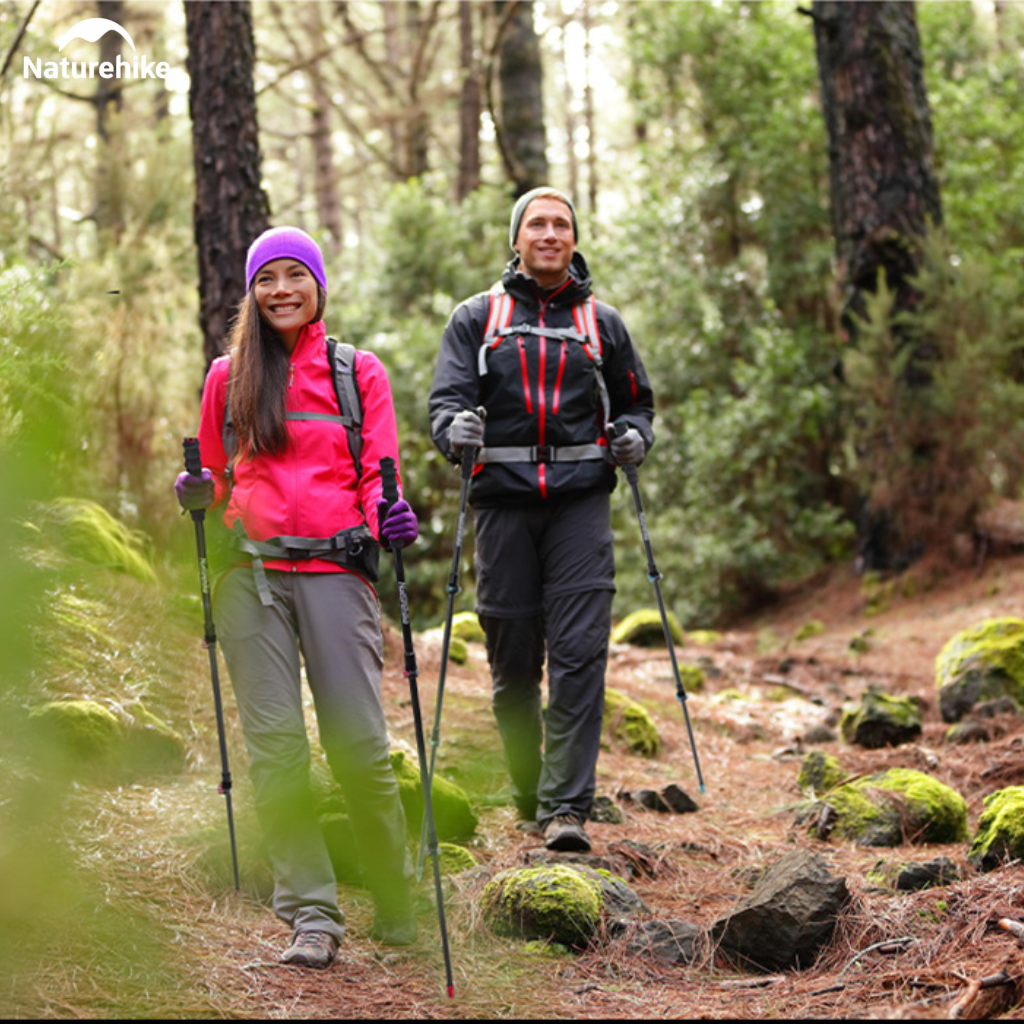 Gậy Trekking Naturehike NH19S010-T Sợi Carbon Siêu Nhẹ 135g Gấp Gọn Điều Chỉnh 57-130cm Leo Núi Dã Ngoại (TẶNG KÈM HỘP)