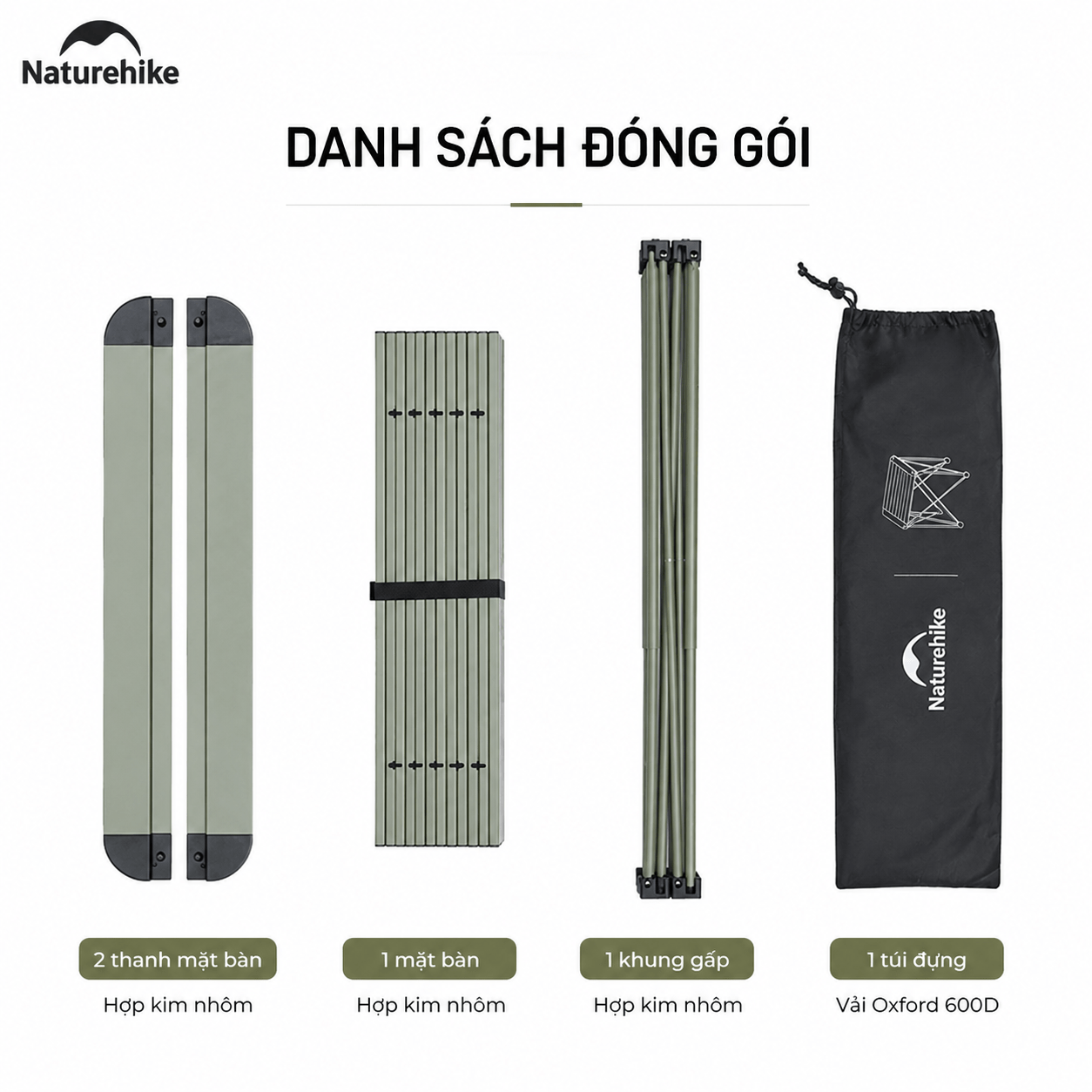 Bàn Xếp Gọn Hợp Kim Nhôm CNK2450JJ013 Naturehike – Siêu Nhẹ, Gấp Gọn Tiện Lợi Cho Camping & Picnic