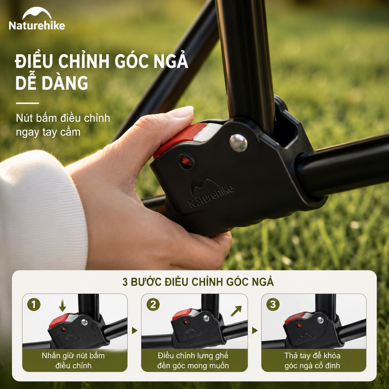 Ghế Xếp Camping Naturehike Sea Star 001 CNK2450JJ020 Có Gác Chân - Ghế Mặt Trăng Ngả Lưng Gấp Gọn